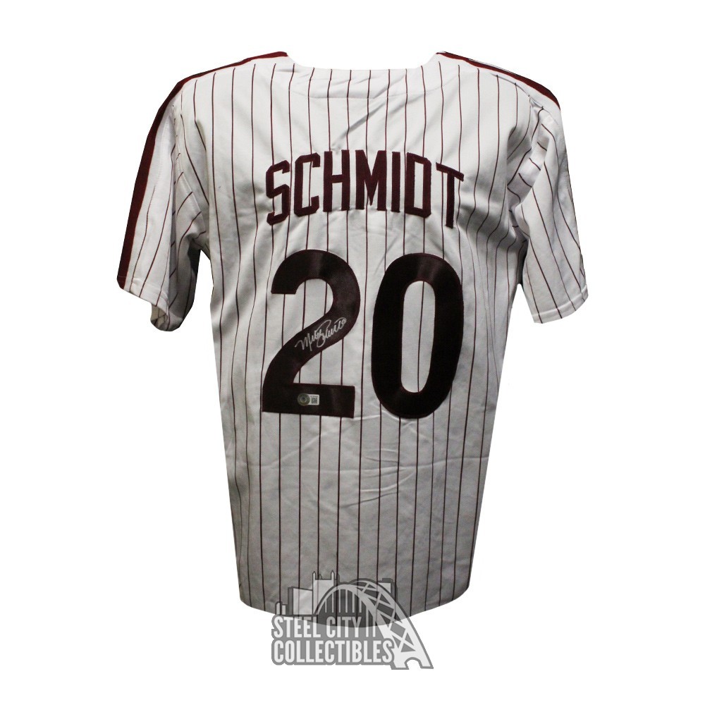 Mike Schmidt Autographed Philadelphia Custom Pinstripe HOF 95 Baseball  Jersey - BAS