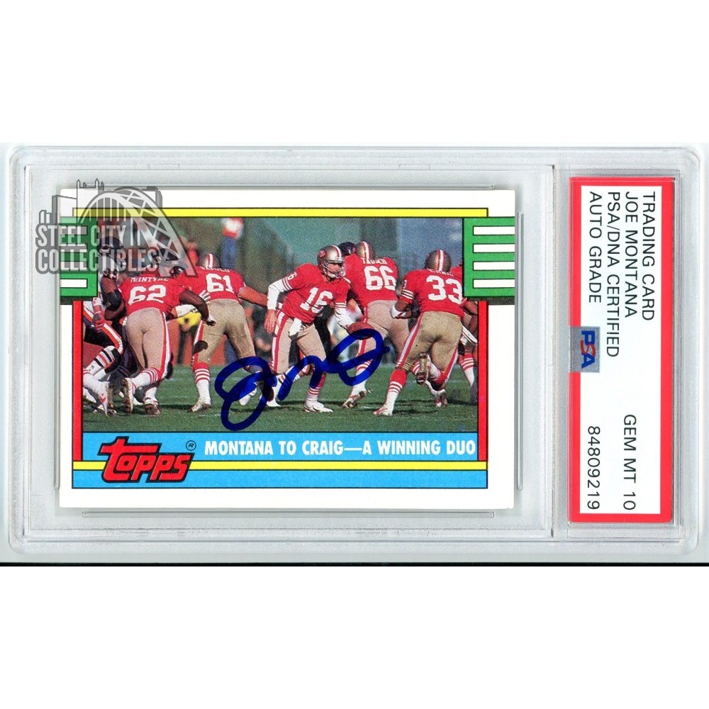 Joe Montana 1990 Topps Montana To Craig Autograph Card #515 PSA/DNA 10 ...