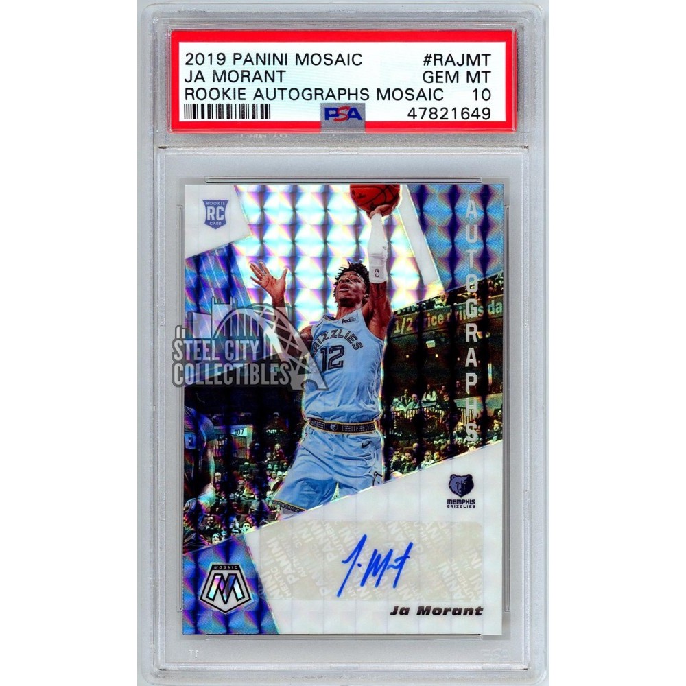 Ja Morant 2019-20 Panini Mosaic Rookie Prizm Autograph Card PSA 10
