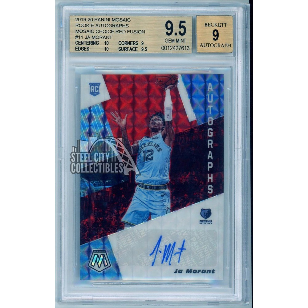 Ja Morant 2019-20 Panini Mosaic Rookie Red Fusion Prizm Auto Card