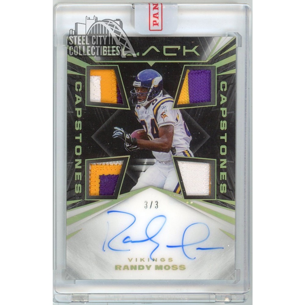 Randy Moss 2021 Panini Black Capstones Quad Patch Autograph Card