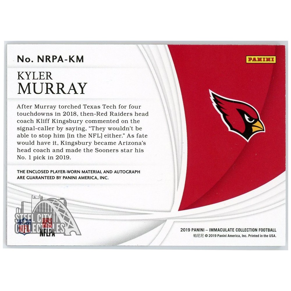 Kyler Murray 2019 Panini Immaculate Numbers Emerald FOTL Rookie