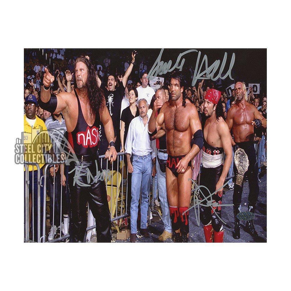 NWO Kevin Nash, Scott Hall, Xpac Signed 8x10 Photo WWE WCW - Leaf