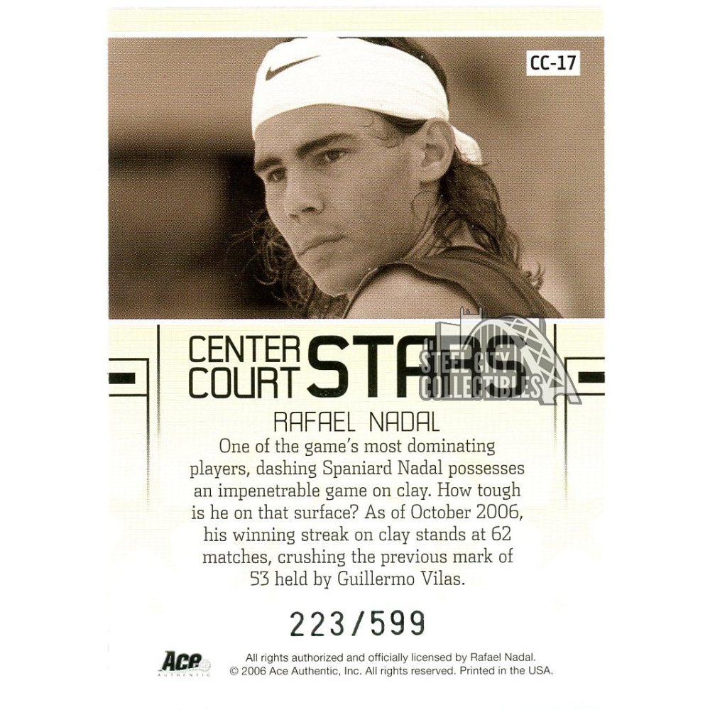 Rafael Nadal 2006 Ace Authentic Center Court Stars Card #CC-17