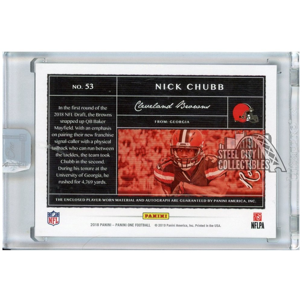 2018 Panini One Football Nick Chubb Auto