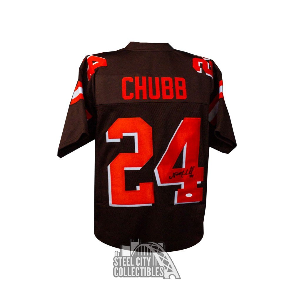 Nick Chubb Autographed Cleveland Browns Custom Brown Football Jersey - JSA COA (B)