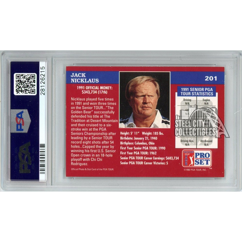 Jack Nicklaus 1992 PGA Tour Pro Set Autograph Card #201 PSA/DNA