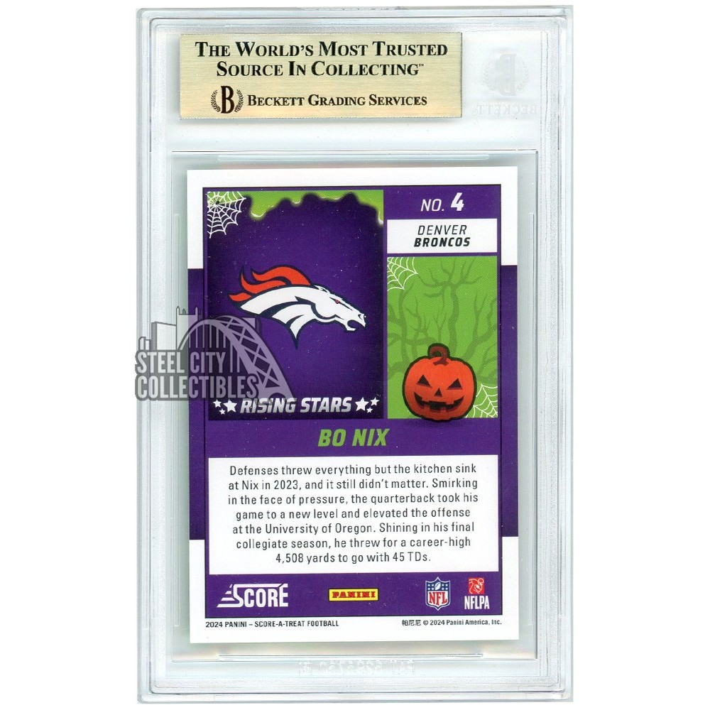Bo Nix 2024 Panini Score-A-Treat Bats Rookie Card #4 BGS 10 | Steel City  Collectibles
