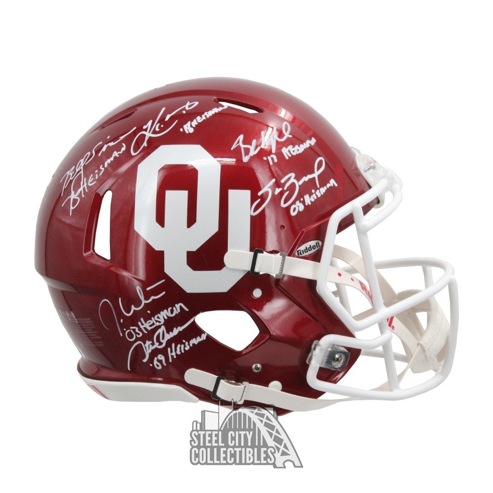 Oklahoma Heisman Autographed Authentic Full Size Football Helmet BAS (6 Signatures) Steel