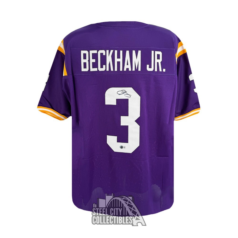 Odell Beckham Jr Autographed LSU Custom Purple Football Jersey