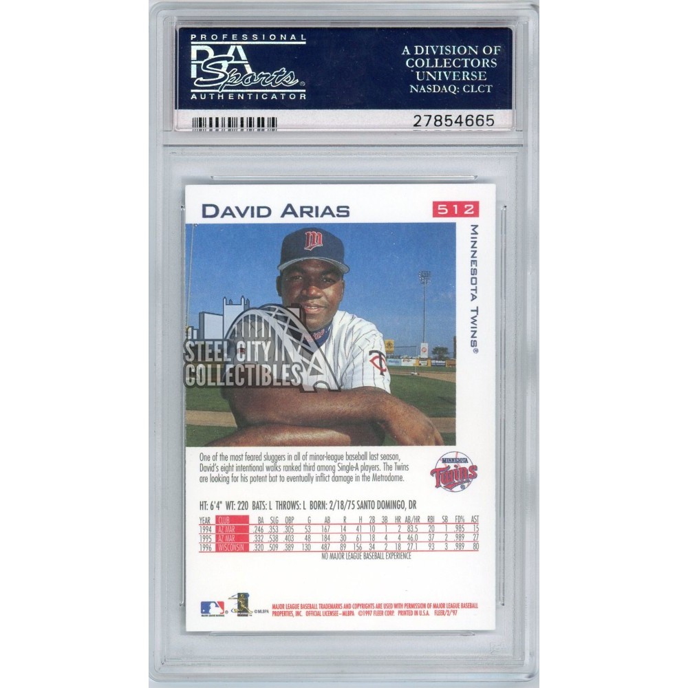David Arias Ortiz 1997 Fleer Baseball Rookie Card #512 PSA 10 GEM