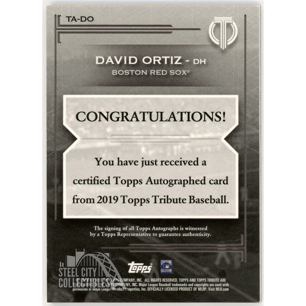 David Ortiz 2019 Topps Tribute Autograph Card #TA-DO 1/1 | Steel