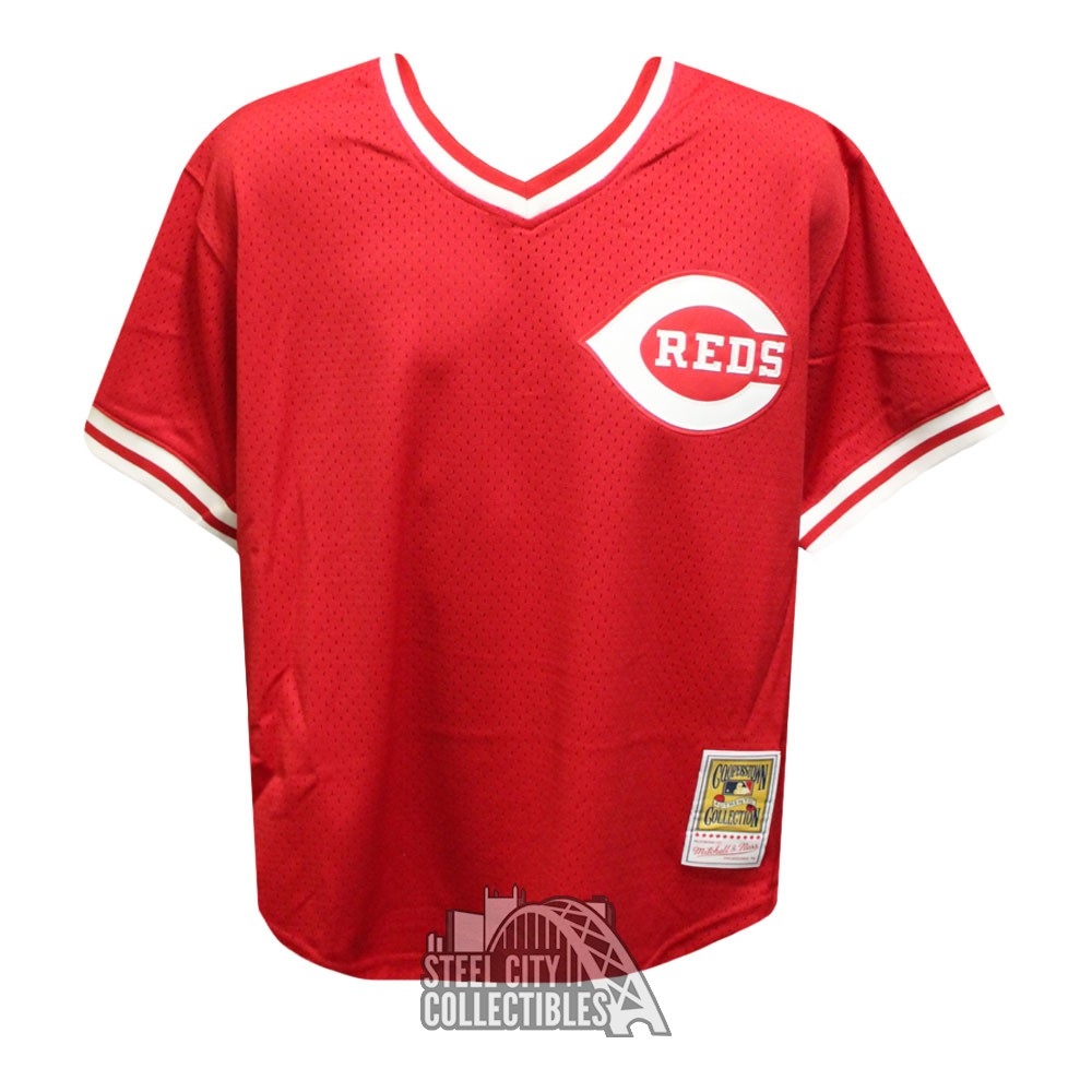 Pete Rose Hit King 4256 Signed Cincinnati Reds Mitchell & Ness Jersey JSA  COA