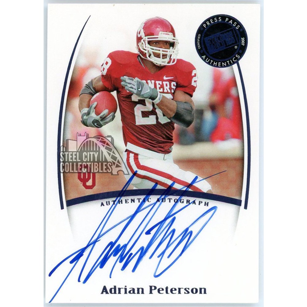 Adrian Peterson 2007 Press Pass Blue Rookie Autograph Card | Steel City ...