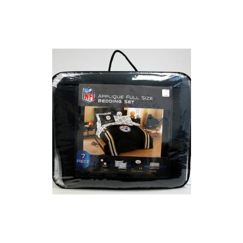 Pittsburgh Steelers Nfl Applique Full Size 7 Piece Bedding Set