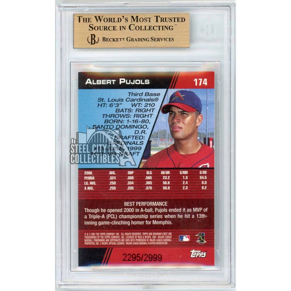 Albert Pujols 2001 Bowman's Best Rookie Card #174 2295/2999 BGS