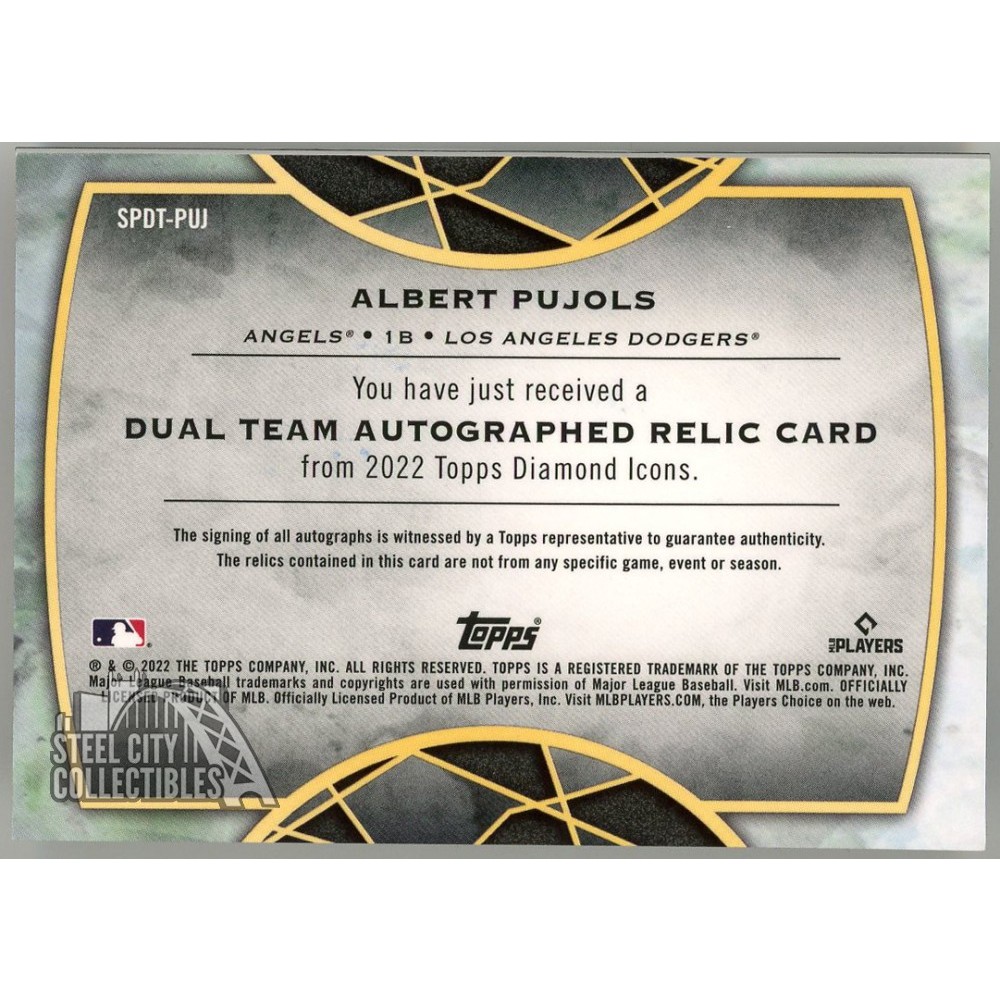 Albert Pujols 2022 Topps Diamond Icons Dual Team Relic Autograph