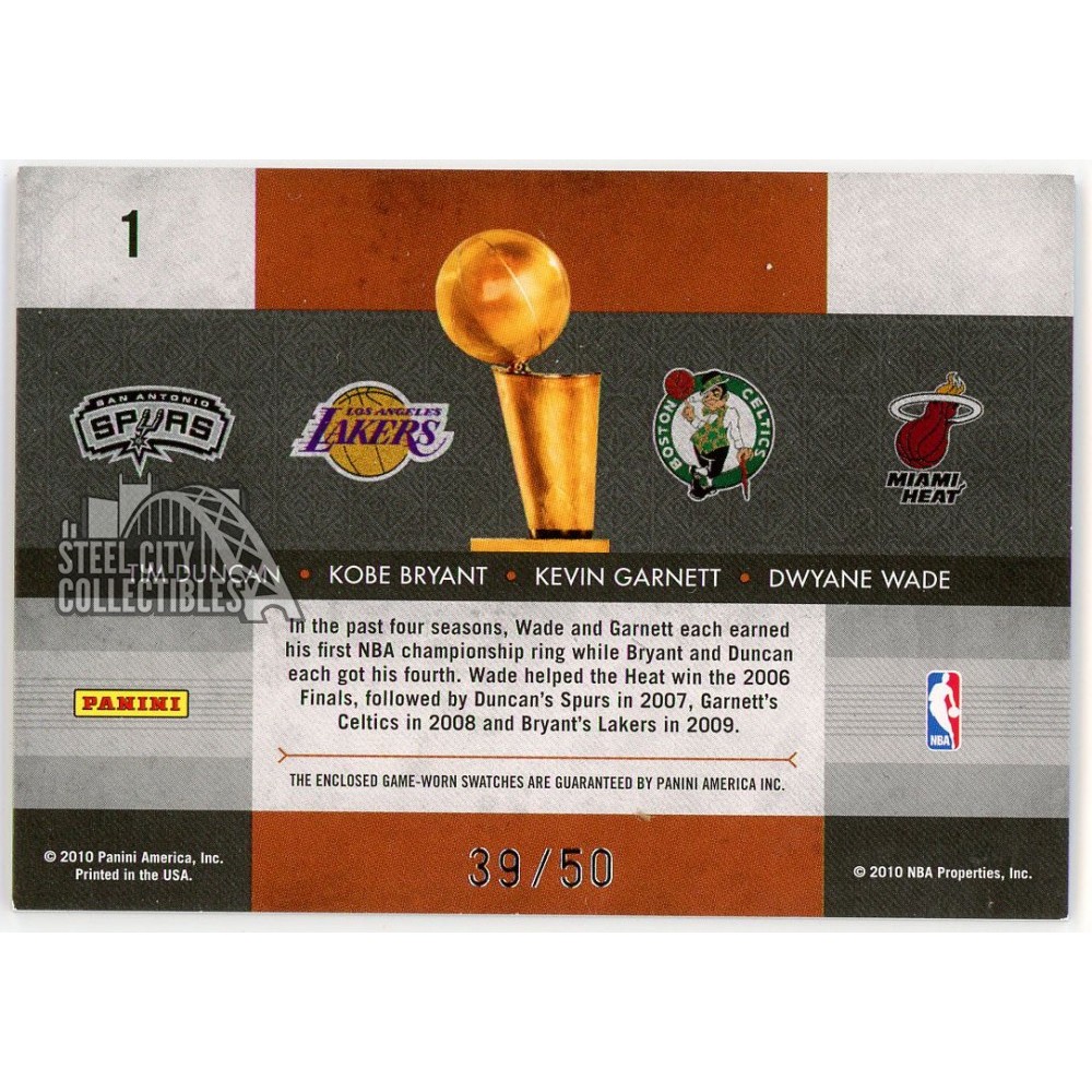 Tim Duncan Kobe Bryant Kevin Garnett Dwyane Wade 2009-10 Panini