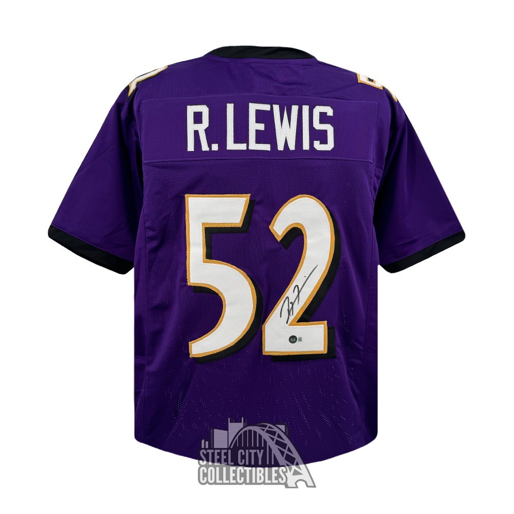 Ray Lewis Autographed Baltimore Purple Custom Jersey BAS Steel City Collectibles