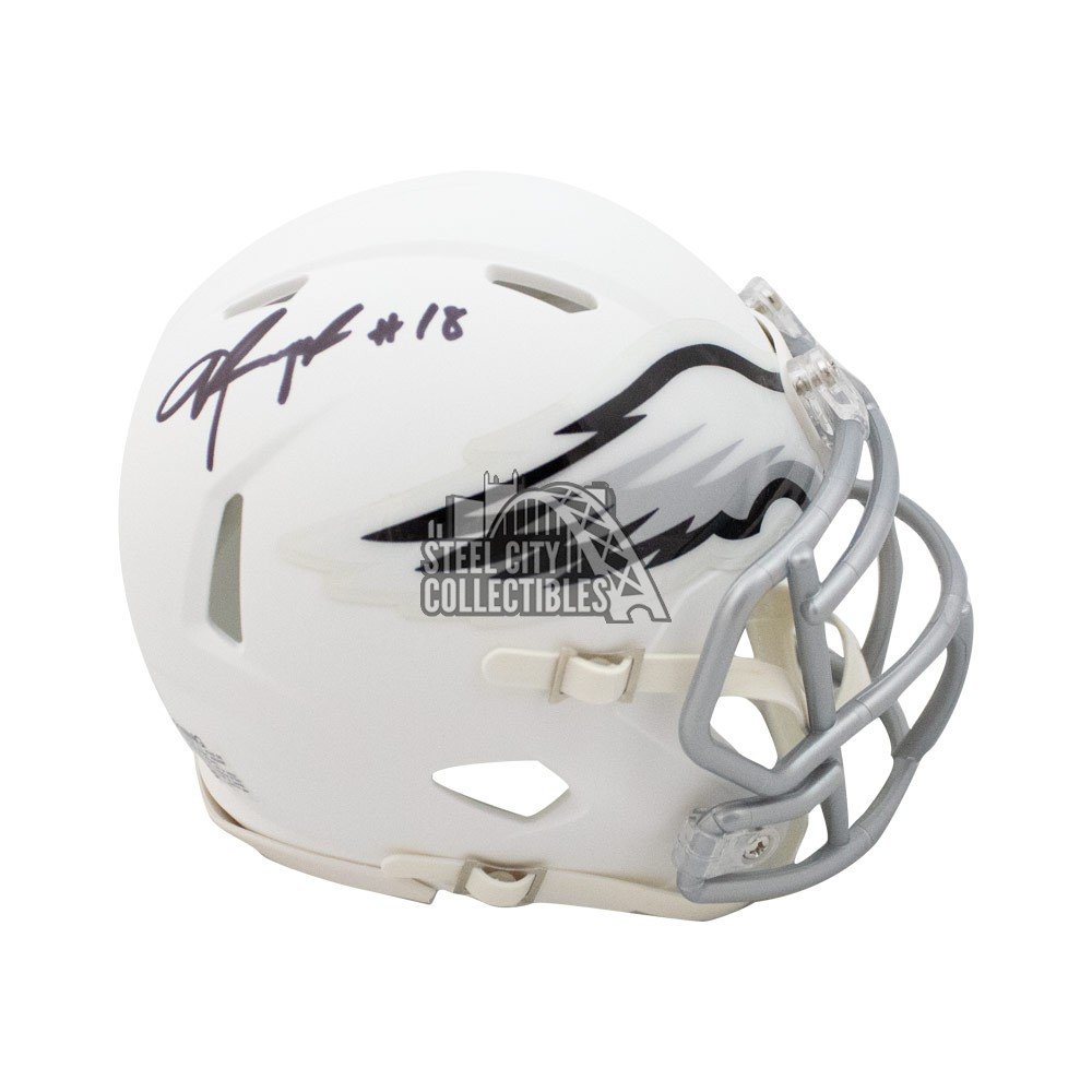 Jalen Reagor Autographed Eagles Flat White Mini Football Helmet BAS