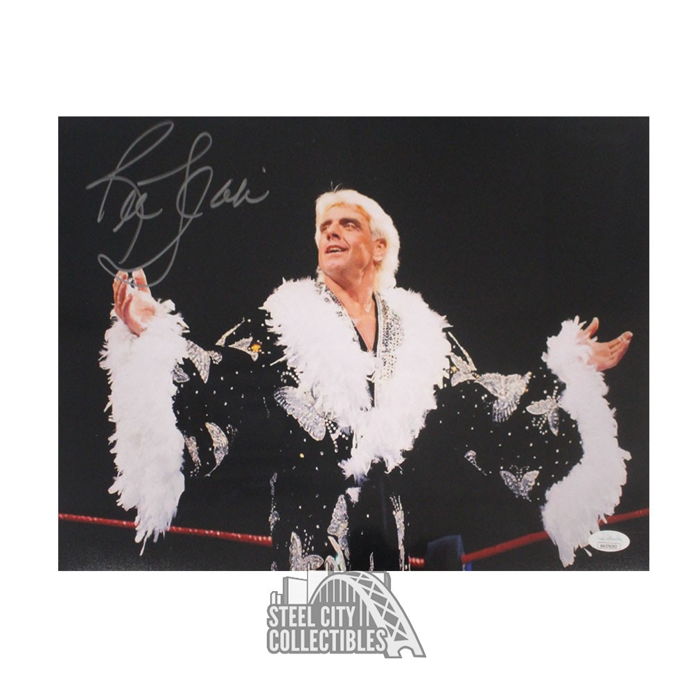 Ric Flair Autographed 11x14 Wrestling Photo JSA (Feather Robe