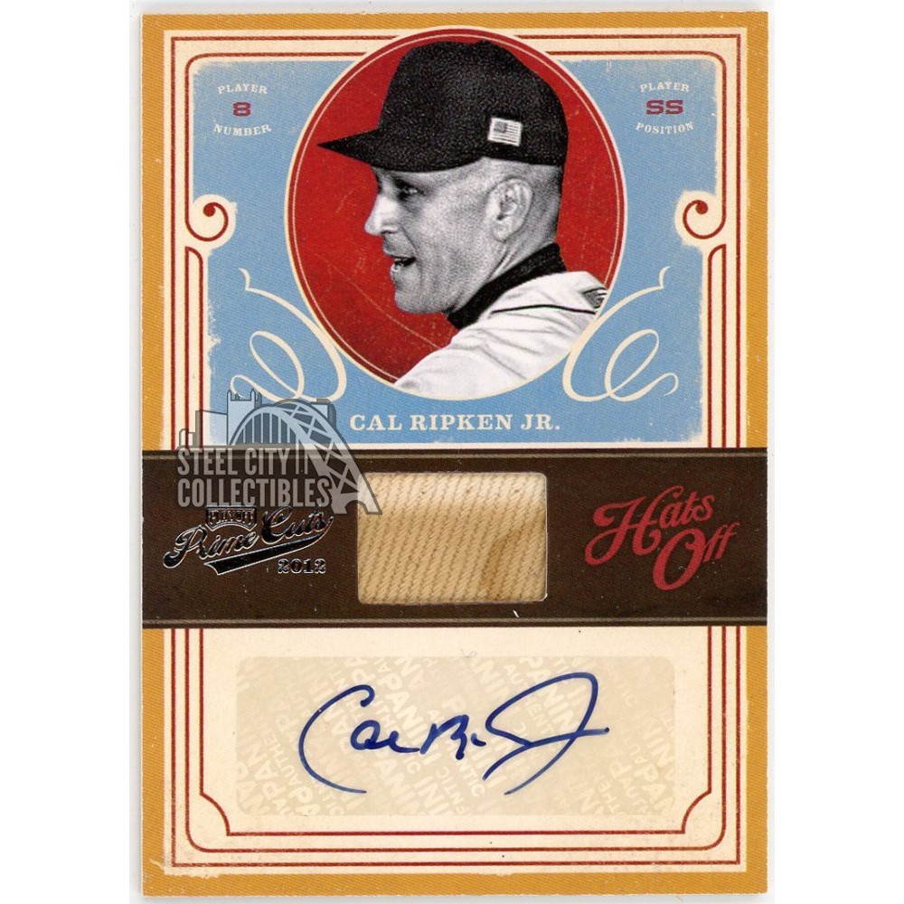 Cal Ripken Jr 2012 Panini Prime Cuts Hats Off Relic Autograph Card
