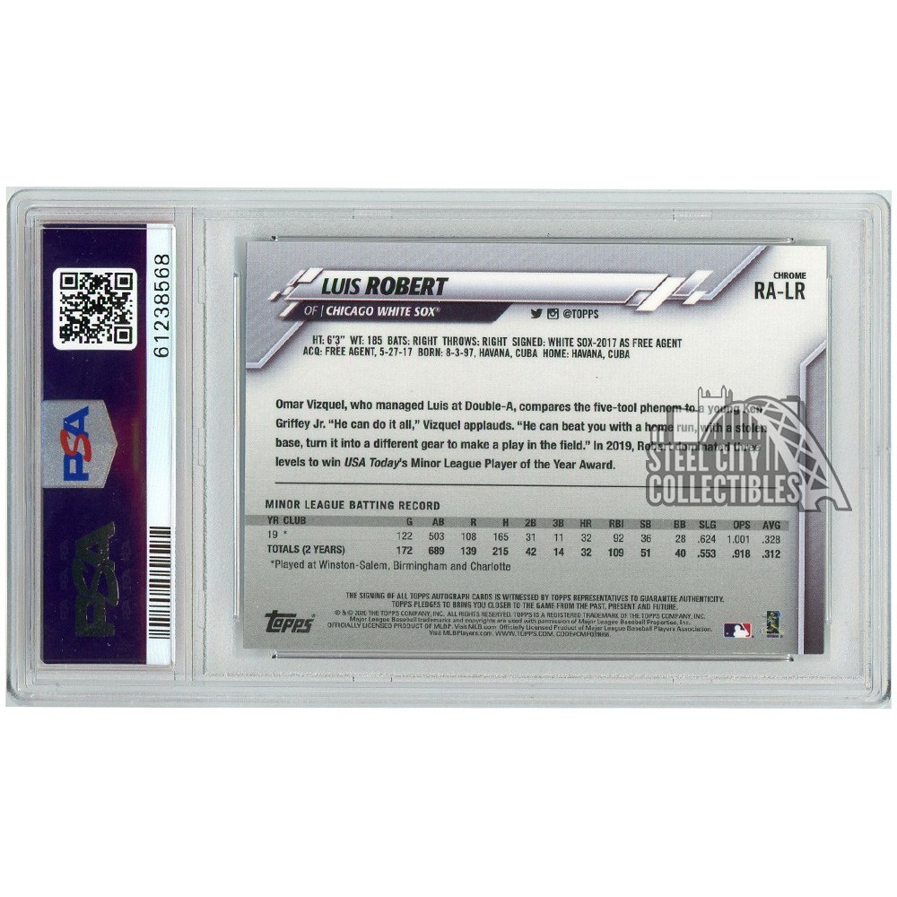 Luis Robert 2020 Topps Chrome Rookie Autograph Card #RA-LR PSA 10