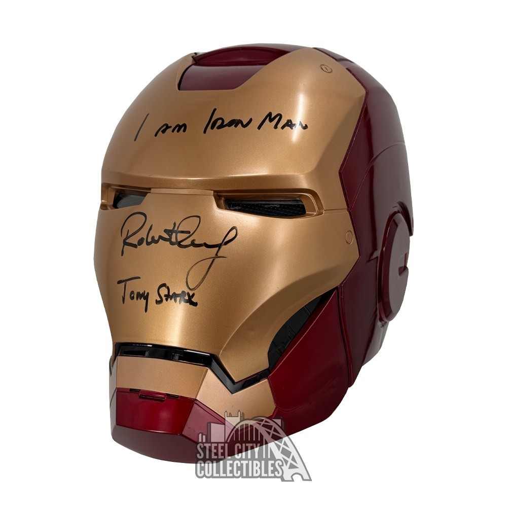 Robert Downey Jr 2 INSC Autographed Iron Man Marvel Legends Helmet - TRISTAR Robert Downey Jr 2 INSC Autographed Iron Man Marvel Legends Helmet - TRISTAR