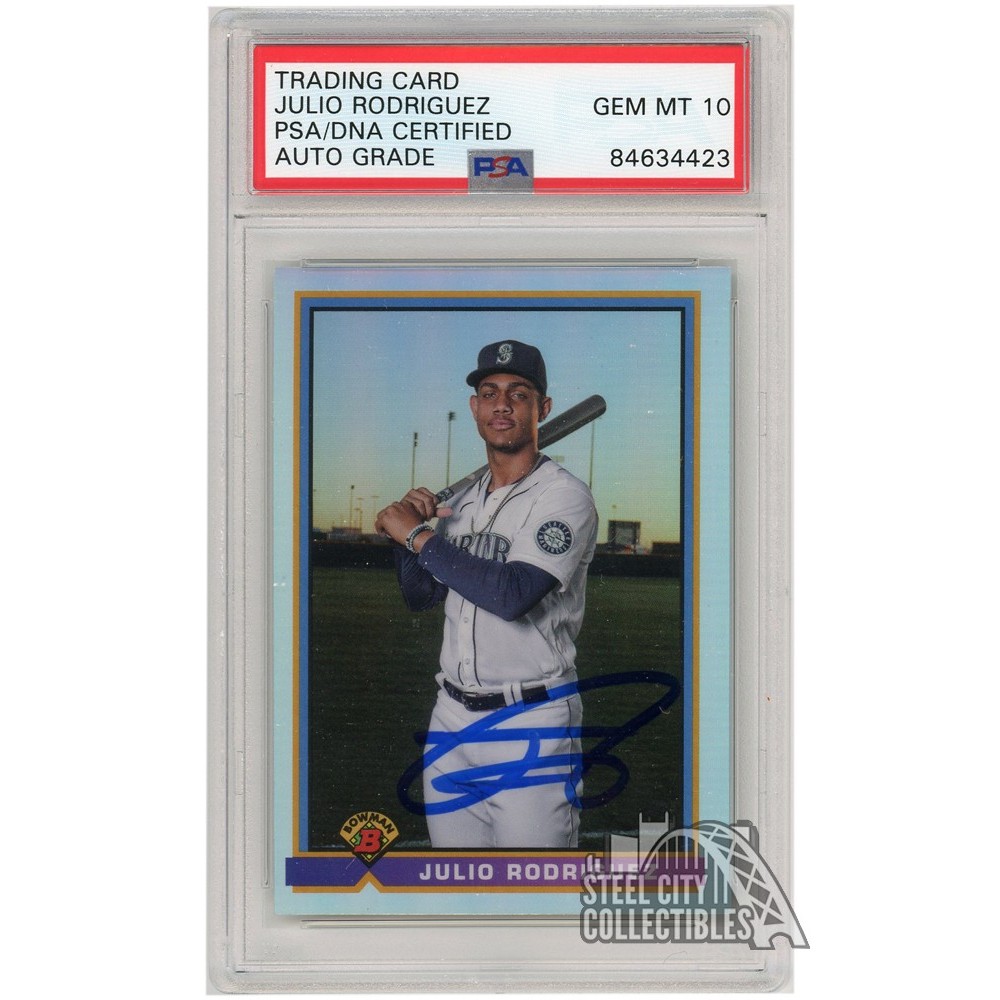 Julio Rodriguez 2021 Bowman 91 Bowman Refractor Autograph Card 91B JR 