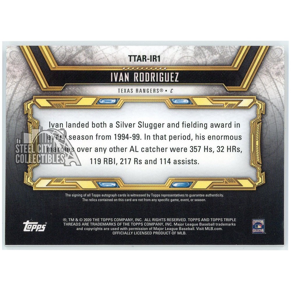 Ivan Rodriguez 2020 Topps Triple Threads Game-Used Relic