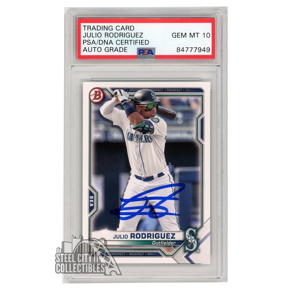 Julio Rodriguez 2021 Bowman Autograph Card BP86 PSA/DNA 10 Steel
