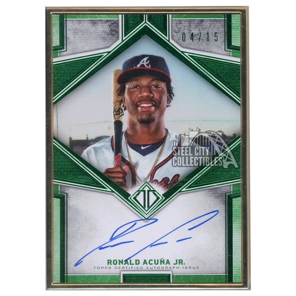 Ronald Acuna Jr 2019 Topps Transcendent Collection Green Autograph Card TCARAJ 4/15 Steel