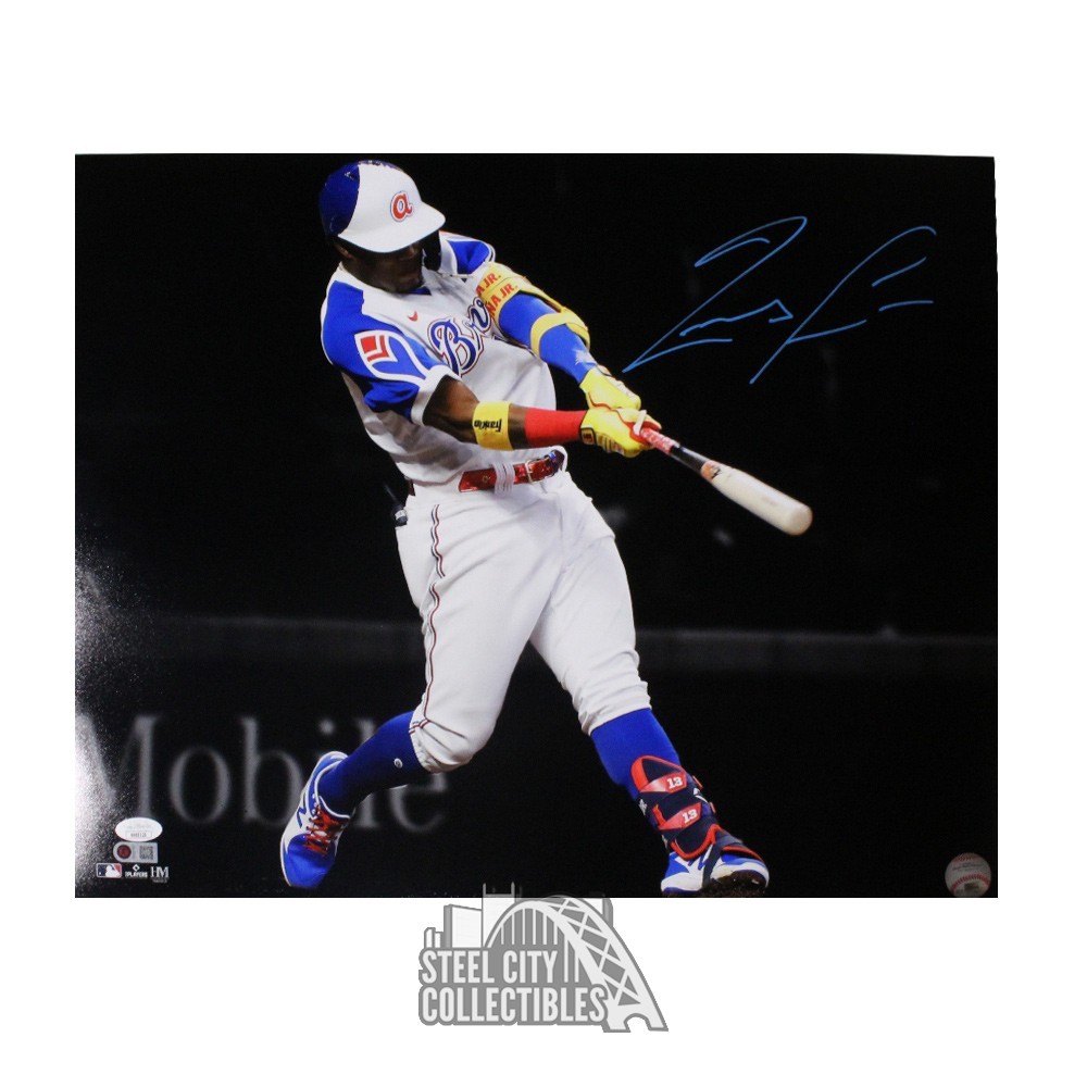 Ronald Acuna Jr Autographed 16x20 Baseball Photo - JSA (Black