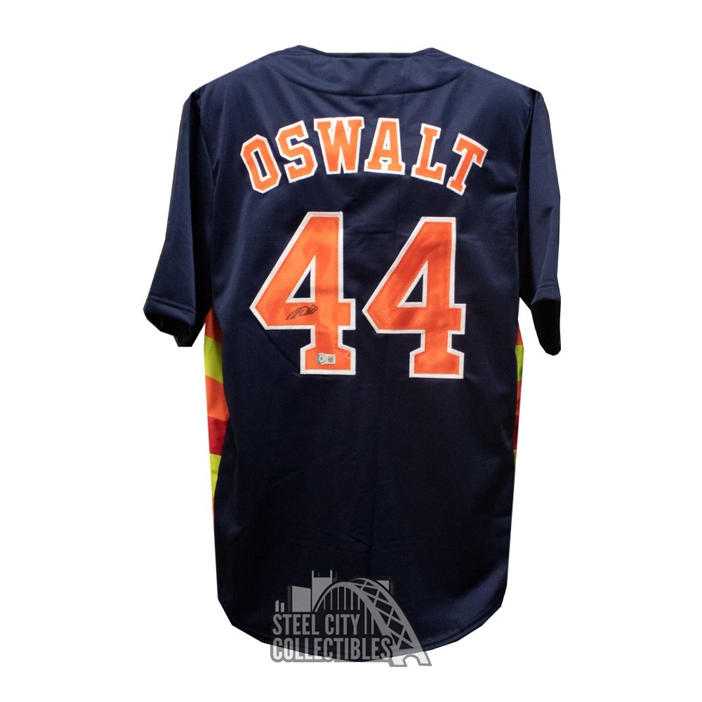 Roy Oswalt Autographed Houston Custom Navy Baseball Jersey - Beckett