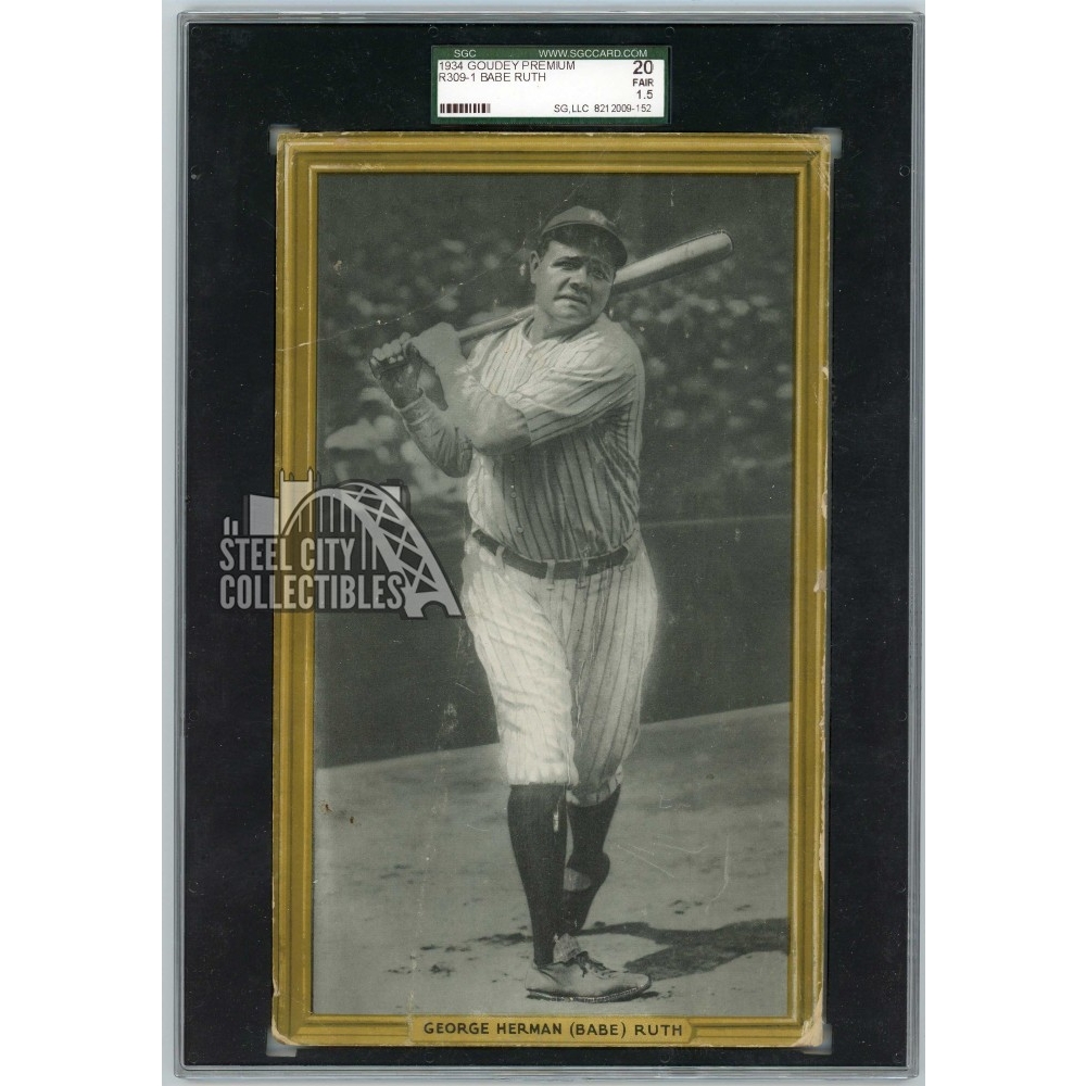 Babe Ruth 1934 Goudey Premium Jumbo Card #R309-1 SGC 1.5 | Steel City ...