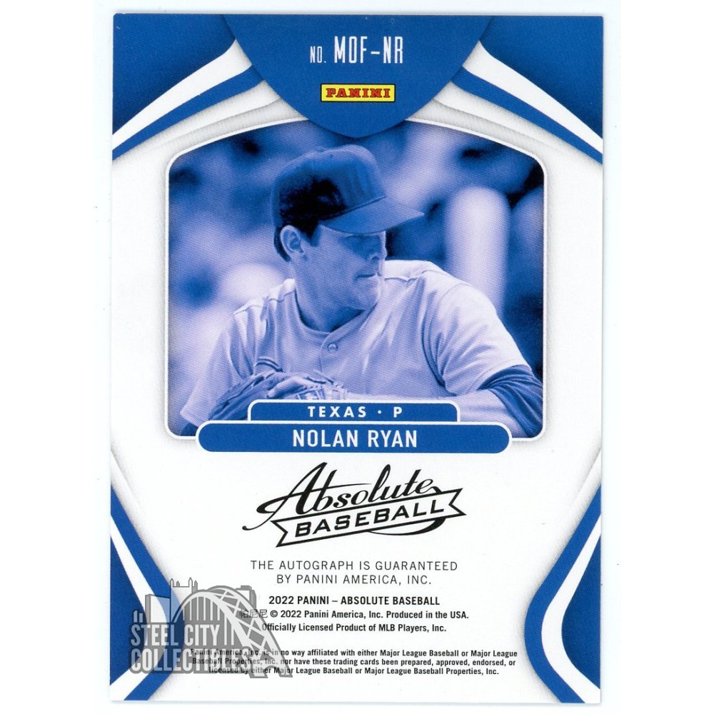 Nolan Ryan 2022 Panini Absolute Baseball Marks Of Fame Auto Card