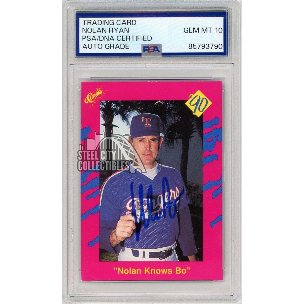 Nolan Ryan 1990 Classic Nolan Knows Bo Autograph Card #T26 PSA/DNA