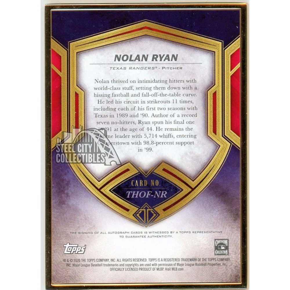 Nolan Ryan 2020 Topps Transcendent Hall of Fame Autograph