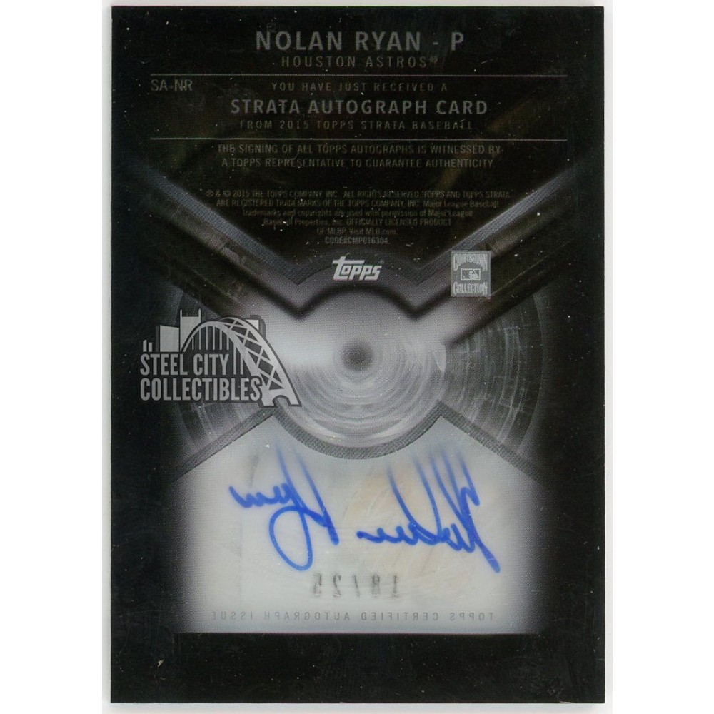 Nolan Ryan 2015 Topps Strata Autograph Card #SA-NR 18/25