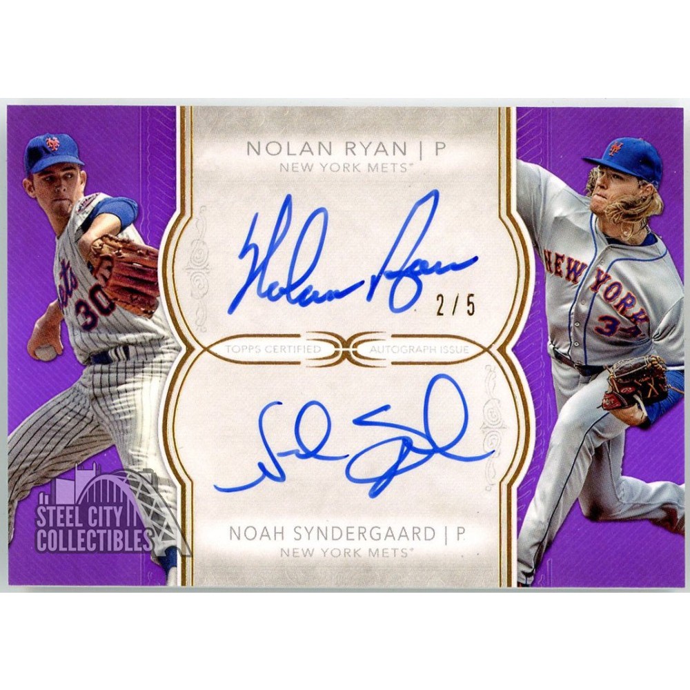 Nolan Ryan Noah Syndergaard 2018 Topps Definitive Purple Dual Autograph ...
