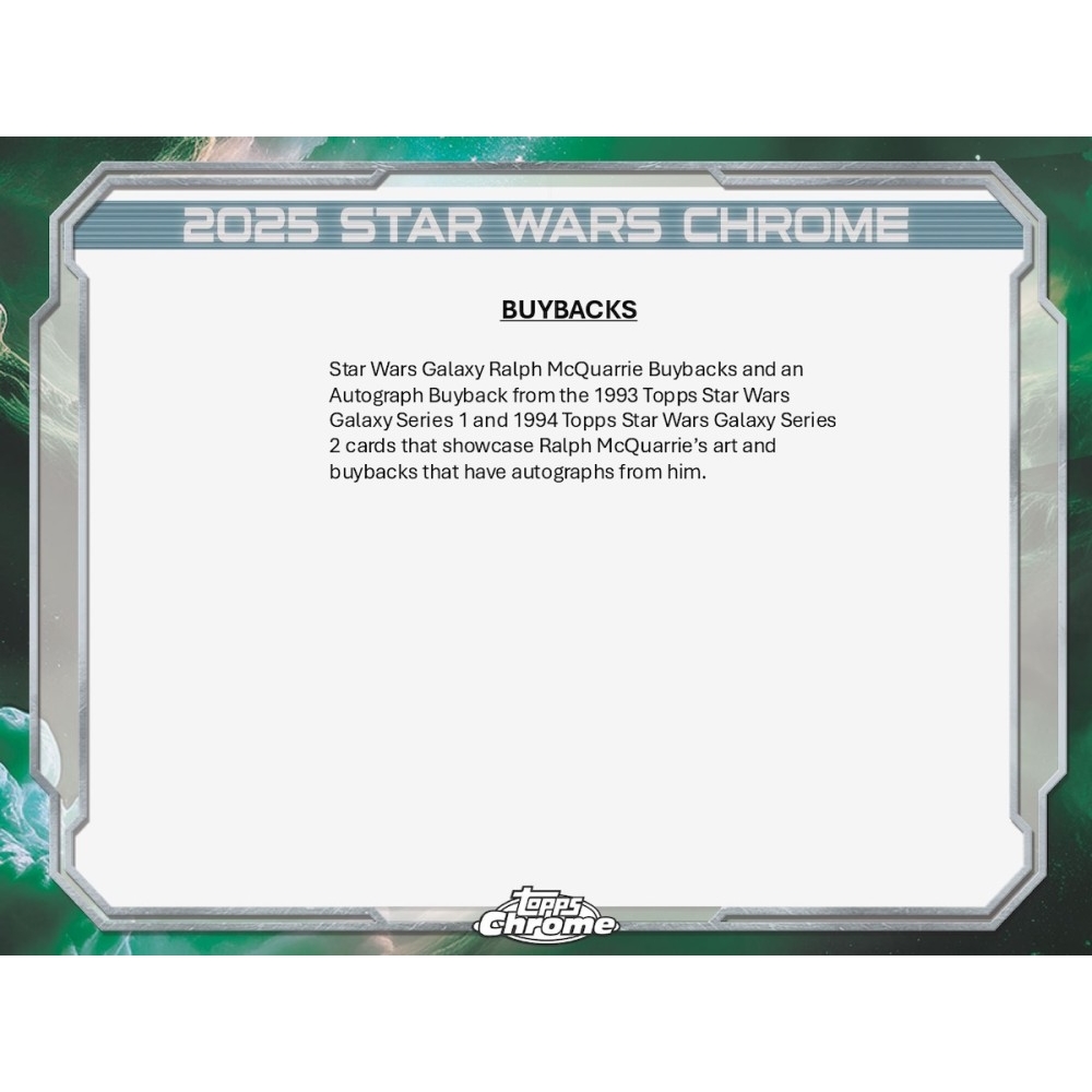 2025 Topps Star Wars Chrome Galaxy Hobby Box | Steel City Collectibles