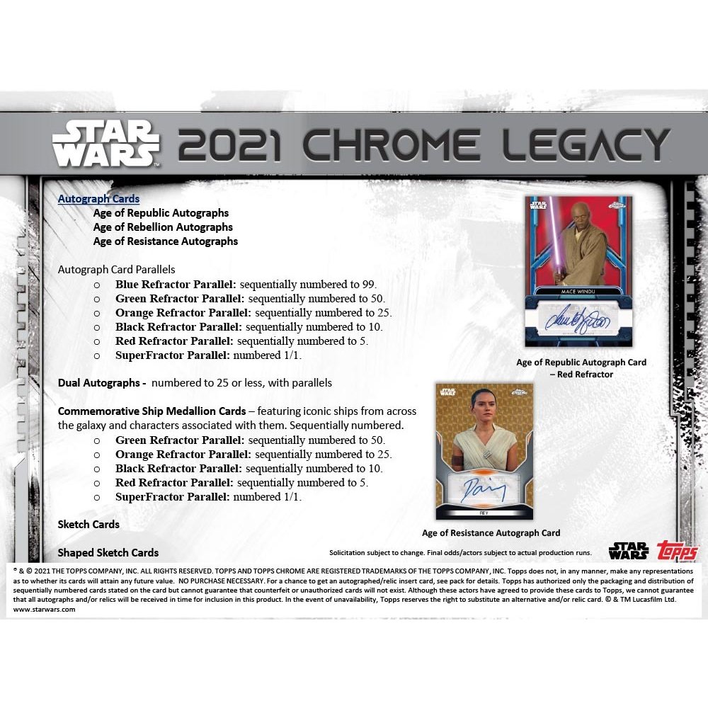 2021 Topps Star Wars Chrome Legacy Hobby Box