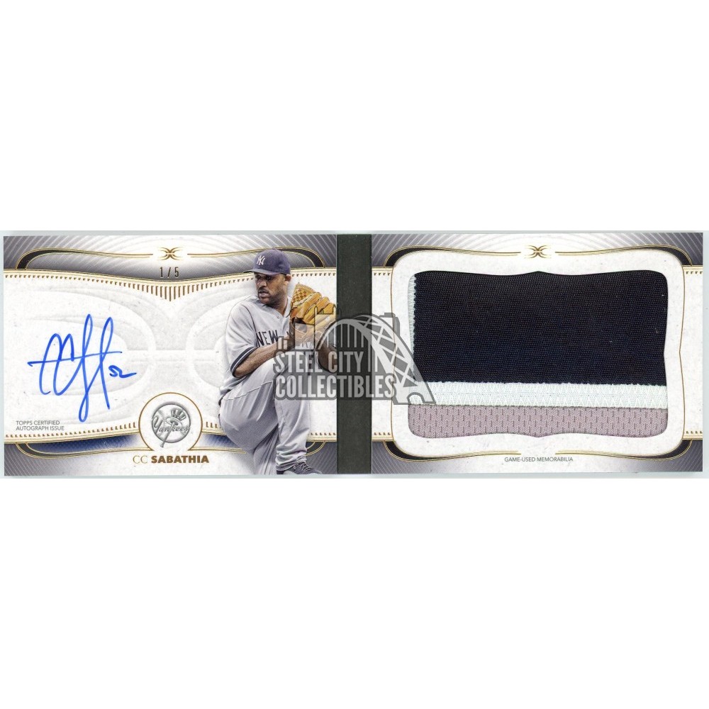 CC Sabathia 2021 Topps Definitive Patch Autograph Booklet Card