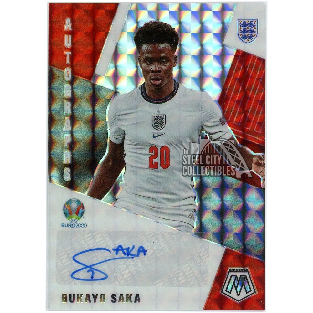 Bukayo Saka 2020-21 Panini Mosaic UEFA Euro Autograph Card #AM-BS