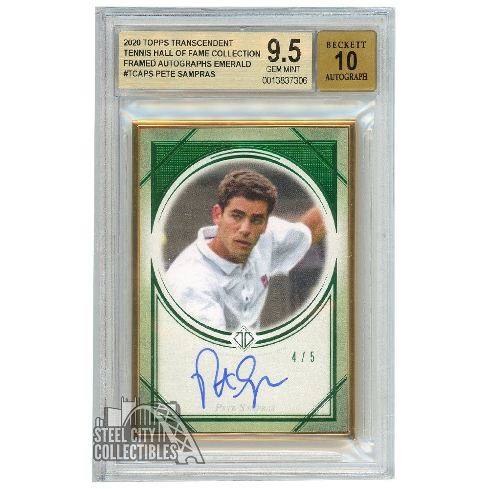 Pete Sampras 2020 Topps Transcendent Tennis Emerald Autograph Card 4/5  #TCA-PSA BGS 9.5 AUTO 10 | Steel City Collectibles