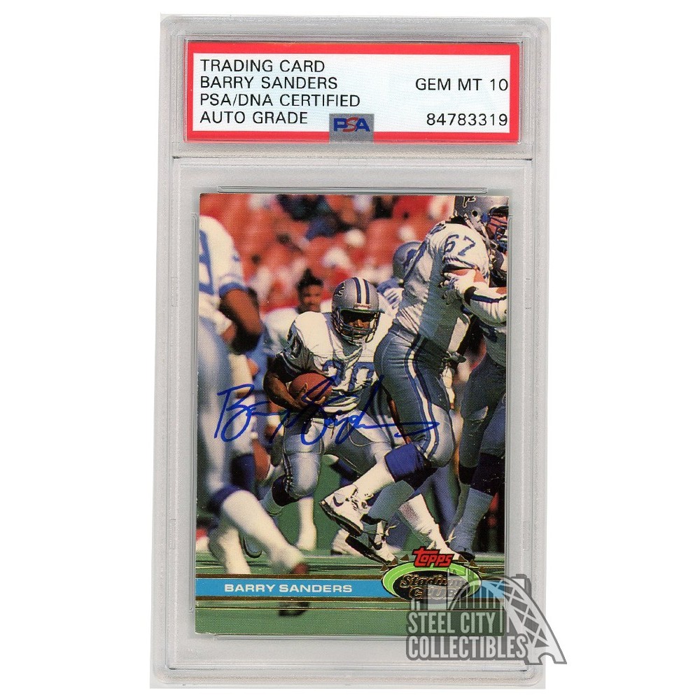 Barry Sanders 1991 Topps Stadium Club Autograph Card #361 PSA/DNA