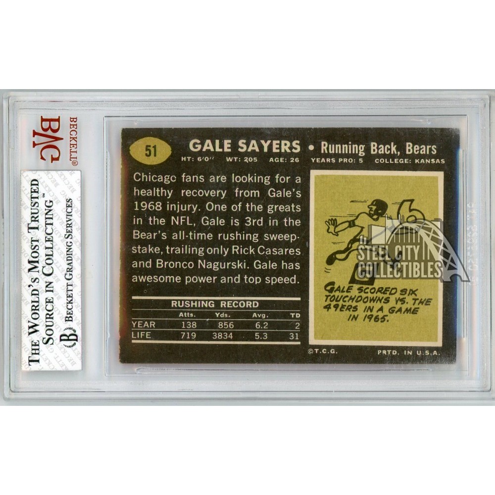 Gale Sayers 1969 Topps Football Card #51 BVG 6.5 | Steel City