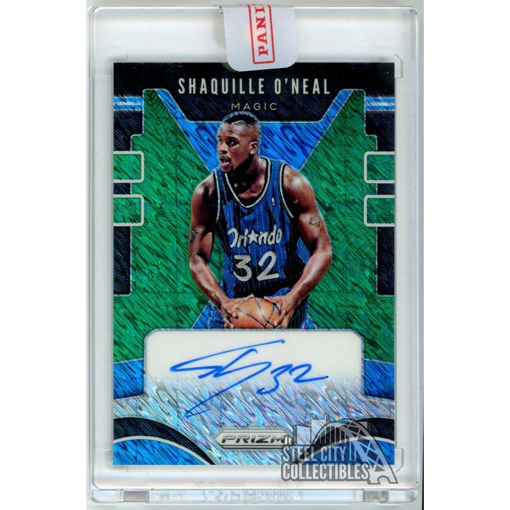 Shaquille O'Neal 2019-20 Panini Prizm Green Prizm Autograph Card
