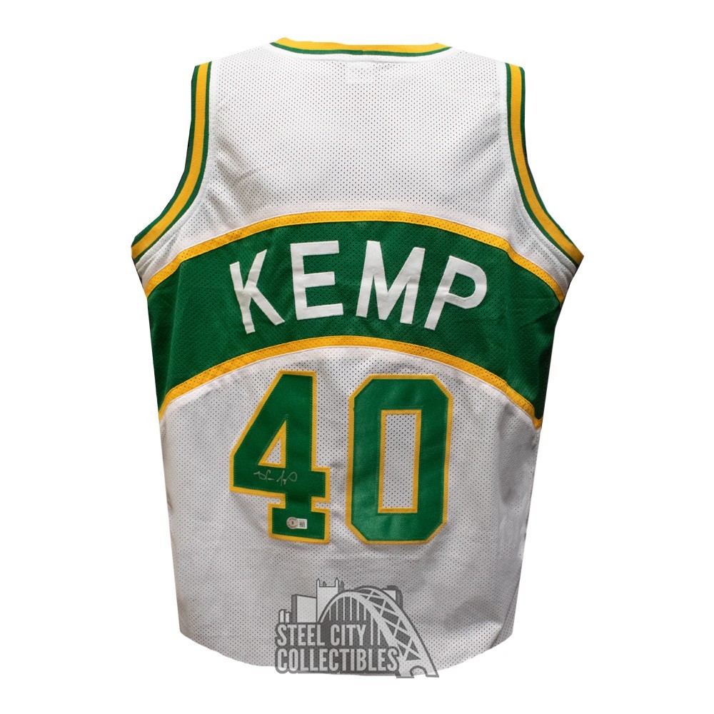 Shawn Kemp Autographed Seattle Mitchell & Ness Green Basketball Jersey (XL)  - BAS