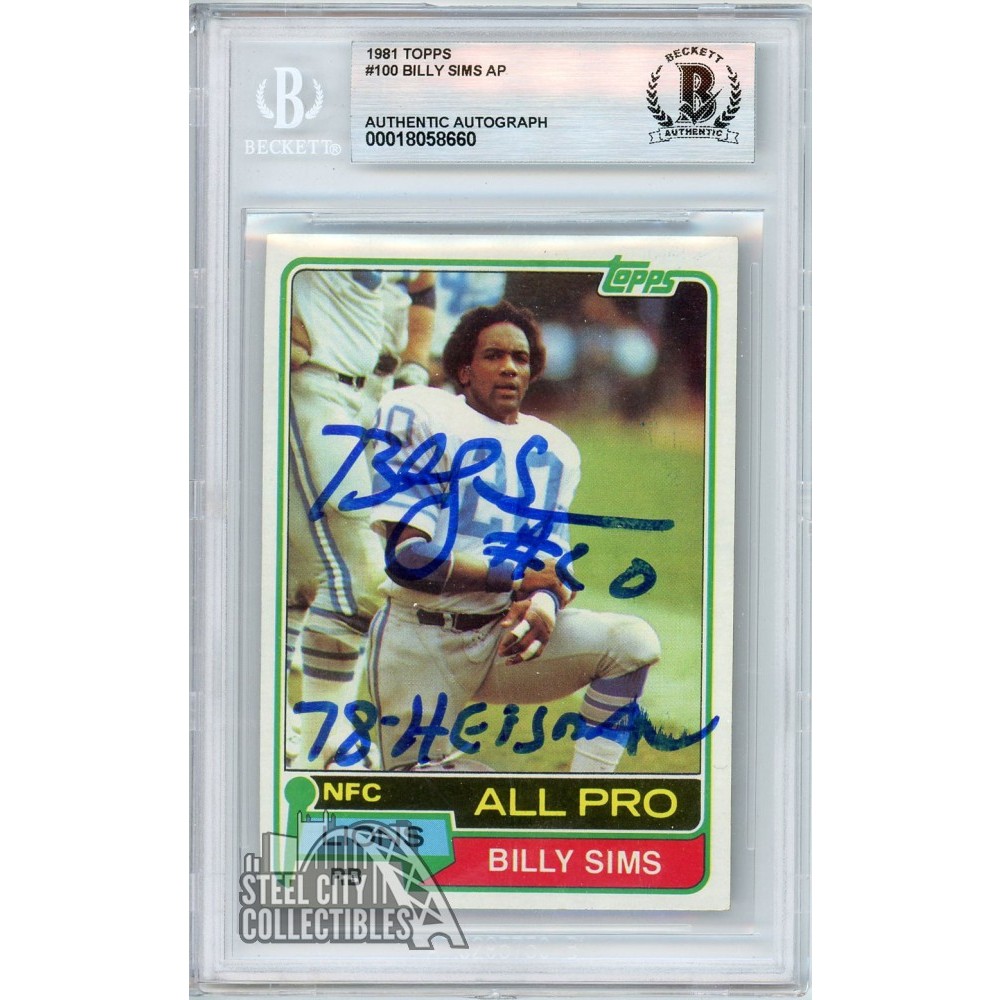 Billy Sims 1981 Topps Autograph 